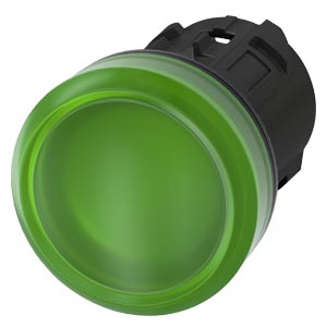 Indicador Luminoso 22 Mm Redondo Plástico Verde Lente Plano Luz De Aviso Sirius Act Para A Sinalização De Estados De Comutação Ou Avarias Em Instalações Com Uma Luminosidade Brilhante Graças À Tecnologia Led Eficiente Do 3SU1001-6AA40-0AA0 Siemens