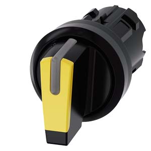 Interruptor Com Manípulo Iluminável 22 Mm Redondo Plástico Amarelo Manípulo Curto 3 Posições De Comutação I<Gt/>O<Lt/>Ii Tecla Com Retorno Ângulo De Comutação 2x45 10 30h/12h/13 30h Interruptor Com Manípulo Sirius Act Para 3SU1002-2BM30-0AA0 Siemens