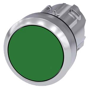 Botão 22 Mm Redondo Metal De Alto Brilho Verde Botão De Pressão Plano De Encaixe Dispositivo De Abertura Por Pressão Botão De Pressão Sirius Act Para A Comutação E O Comando De Consumidores Elétricos Sob O Nome De Marca 3SU1050-0AA40-0AA0 Siemens