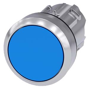 Botão 22 Mm Redondo Metal De Alto Brilho Azul Botão De Pressão Plano De Encaixe Dispositivo De Abertura Por Pressão Botão De Pressão Sirius Act Para A Comutação E O Comando De Consumidores Elétricos Sob O Nome De Marca 3SU1050-0AA50-0AA0 Siemens