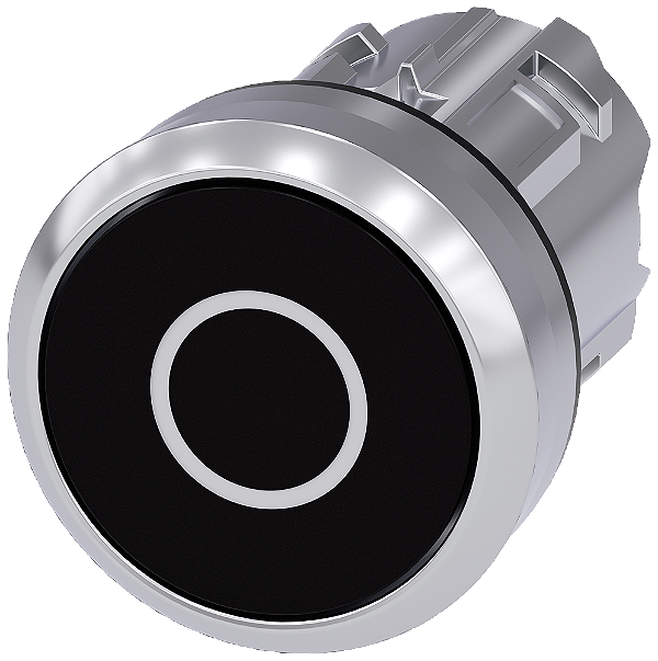 Botão 22 Mm Redondo Metal De Alto Brilho Preto Inscrição O Botão De Pressão Plano Tecla Com Retorno Botão De Pressão Sirius Act Para A Comutação E O Comando De Consumidores Elétricos Sob O Nome De Marca Sirius Act A Siemens 3SU1050-0AB10-0AD0 Siemens