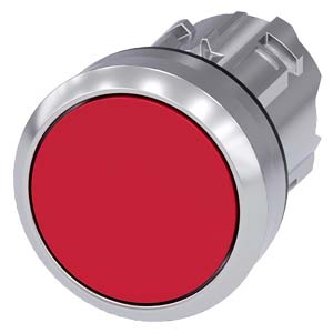 Botão 22 Mm Redondo Metal De Alto Brilho Vermelho Botão De Pressão Plano Tecla Com Retorno Botão De Pressão Sirius Act Para A Comutação E O Comando De Consumidores Elétricos Sob O Nome De Marca Sirius Act A Siemens 3SU1050-0AB20-0AA0 Siemens
