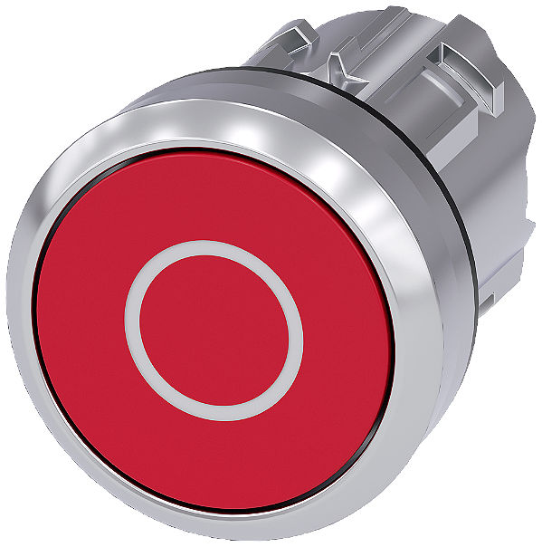 Botão 22 Mm Redondo Metal De Alto Brilho Vermelho Inscrição O Botão De Pressão Plano Tecla Com Retorno Botão De Pressão Sirius Act Para A Comutação E O Comando De Consumidores Elétricos Sob O Nome De Marca Sirius Act A 3SU1050-0AB20-0AD0 Siemens