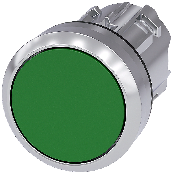 Botão 22 Mm Redondo Metal De Alto Brilho Verde Botão De Pressão Plano Tecla Com Retorno Botão De Pressão Sirius Act Para A Comutação E O Comando De Consumidores Elétricos Sob O Nome De Marca Sirius Act A Siemens 3SU1050-0AB40-0AA0 Siemens