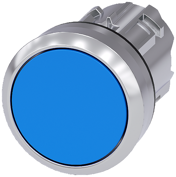 Botão 22 Mm Redondo Metal De Alto Brilho Azul Botão De Pressão Plano Tecla Com Retorno Botão De Pressão Sirius Act Para A Comutação E O Comando De Consumidores Elétricos Sob O Nome De Marca Sirius Act A Siemens 3SU1050-0AB50-0AA0 Siemens
