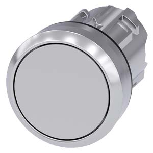 Botão 22 Mm Redondo Metal De Alto Brilho Cinza Botão De Pressão Plano Tecla Com Retorno Botão De Pressão Sirius Act Para A Comutação E O Comando De Consumidores Elétricos Sob O Nome De Marca Sirius Act A Siemens 3SU1050-0AB80-0AA0 Siemens