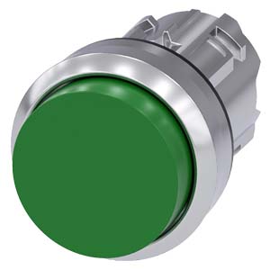 Botão 22 Mm Redondo Metal De Alto Brilho Verde Botão De Pressão Alto Tecla Com Retorno Botão De Pressão Sirius Act Para A Comutação E O Comando De Consumidores Elétricos Sob O Nome De Marca Sirius Act A Siemens 3SU1050-0BB40-0AA0 Siemens