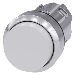 Botão 22 Mm Redondo Metal De Alto Brilho Branco Botão De Pressão Alto Tecla Com Retorno Botão De Pressão Sirius Act Para A Comutação E O Comando De Consumidores Elétricos Sob O Nome De Marca Sirius Act A Siemens 3SU1050-0BB60-0AA0 Siemens