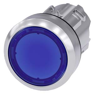 Botão Iluminado 22 Mm Redondo Metal De Alto Brilho Azul Botão De Pressão Plano Tecla Com Retorno Botão De Pressão Iluminado Sirius Act Para A Comutação E O Comando De Consumidores Elétricos Sob O Nome De Marca Sirius Act A 3SU1051-0AB50-0AA0 Siemens
