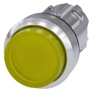 Botão Iluminado 22 Mm Redondo Metal De Alto Brilho Amarelo Botão De Pressão Alto Tecla Com Retorno Botão De Pressão Iluminado Sirius Act Para A Comutação E O Comando De Consumidores Elétricos Sob O Nome De Marca Sirius Act 3SU1051-0BB30-0AA0 Siemens