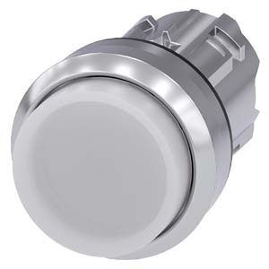 Botão Iluminado 22 Mm Redondo Metal De Alto Brilho Branco Botão De Pressão Alto Tecla Com Retorno Botão De Pressão Iluminado Sirius Act Para A Comutação E O Comando De Consumidores Elétricos Sob O Nome De Marca Sirius Act A 3SU1051-0BB60-0AA0 Siemens