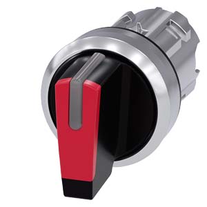 Interruptor Com Manípulo Iluminável 22 Mm Redondo Metal De Alto Brilho Vermelho Manípulo Curto 3 Posições De Comutação I-O-Ii De Encaixe Ângulo De Comutação 2x45 10 30h/12h/13 30h Interruptor Com Manípulo Sirius Act Para A 3SU1052-2BL20-0AA0 Siemens