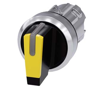 Interruptor Com Manípulo Iluminável 22 Mm Redondo Metal De Alto Brilho Amarelo Manípulo Curto 3 Posições De Comutação I-O-Ii De Encaixe Ângulo De Comutação 2x45 10 30h/12h/13 30h Interruptor Com Manípulo Sirius Act Para A 3SU1052-2BL30-0AA0 Siemens
