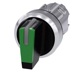 Interruptor Com Manípulo Iluminável 22 Mm Redondo Metal De Alto Brilho Verde Manípulo Curto 3 Posições De Comutação I-O-Ii De Encaixe Ângulo De Comutação 2x45 10 30h/12h/13 30h Interruptor Com Manípulo Sirius Act Para A 3SU1052-2BL40-0AA0 Siemens
