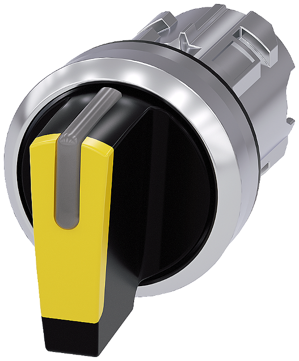 Interruptor Com Manípulo Iluminável 22 Mm Redondo Metal De Alto Brilho Amarelo Manípulo Curto 3 Posições De Comutação I<Gt/>O<Lt/>Ii Tecla Com Retorno Ângulo De Comutação 2x45 10 30h/12h/13 30h Interruptor Com Manípulo 3SU1052-2BM30-0AA0 Siemens