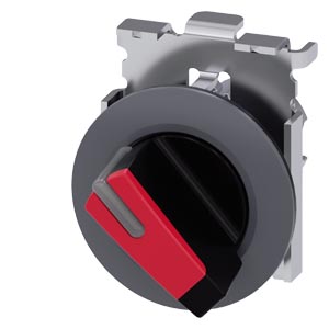 Interruptor Com Manípulo Iluminável 30 Mm Redondo Metal Mate Vermelho Manípulo Curto Anel Frontal Para Montagem Plana 2 Posições De Comutação O-I De Encaixe Ângulo De Comutação 90 10 30h/13 30h Interruptor Com Manípulo 3SU1062-2DF20-0AA0 Siemens