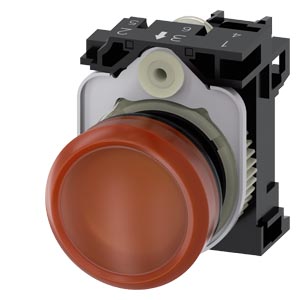 Indicador Luminoso 22 Mm Redonda Plástico Âmbar Lente Plano Com Suporte Módulo Led Com Led Integrado Ca 110 V Conexão Parafusada Luz De Aviso Sirius Act Para A Sinalização De Estados De Comutação Ou Avarias Em Instalações 3SU1103-6AA00-1AA0 Siemens