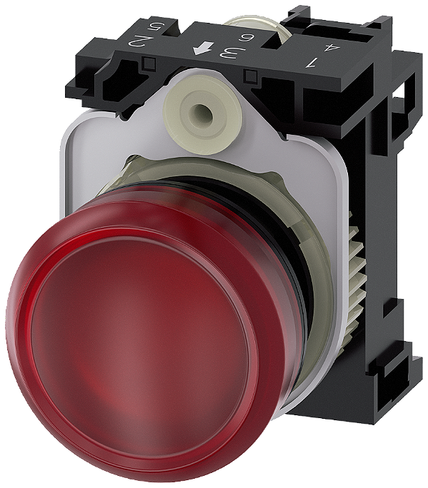 Indicador Luminoso 22 Mm Redonda Plástico Vermelho Lente Plano Com Suporte Módulo Led Com Led Integrado 230 V Ca Conexão Parafusada Luz De Aviso Sirius Act Para A Sinalização De Estados De Comutação Ou Avarias Em 3SU1106-6AA20-1AA0 Siemens