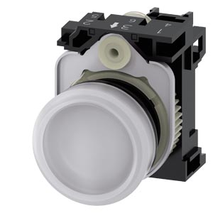 Indicador Luminoso 22 Mm Redonda Plástico Branco Lente Plano Com Suporte Módulo Led Com Led Integrado 230 V Ca Conexão Parafusada Luz De Aviso Sirius Act Para A Sinalização De Estados De Comutação Ou Avarias Em Instalações 3SU1106-6AA60-1AA0 Siemens