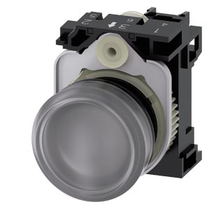 Indicador Luminoso 22 Mm Redonda Plástico Transparente Lente Plano Com Suporte Módulo Led Com Led Integrado 230 V Ca Conexão Parafusada Luz De Aviso Sirius Act Para A Sinalização De Estados De Comutação Ou Avarias Em 3SU1106-6AA70-1AA0 Siemens