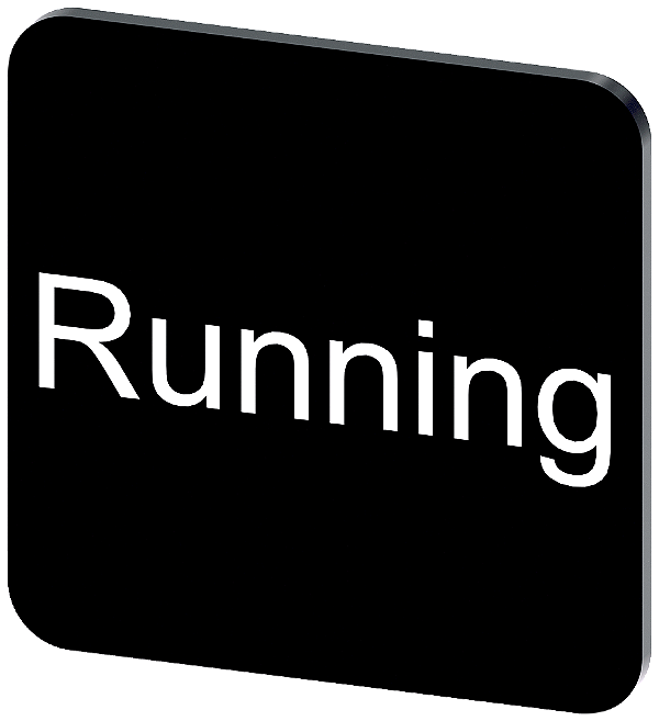 Placa De Designação Para Colar Em Carcaça Tamanho Da Etiqueta 22x22 Mm Placa Preta Inscrição Em Branco Com Inscrição Running Placa De Designação Para A Inscrição Dos Aparelhos De Comando E Comunicação Sirius Act Sob O Nome 3SU1900-0AF16-0EB0 Siemens