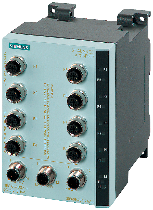 Scalance X208PRO Switch Compacto Gerenciado De Camada 2 Scalance X208PRO 8x M12 10/100 Mbit/S IP65/67 Para Profinet E Ethernet/Ip Padrão Profinet Fora Do Armário De Distribuição Utilização Fora Do Armário De Distribuição 6GK5208-0HA10-2AA6 Siemens