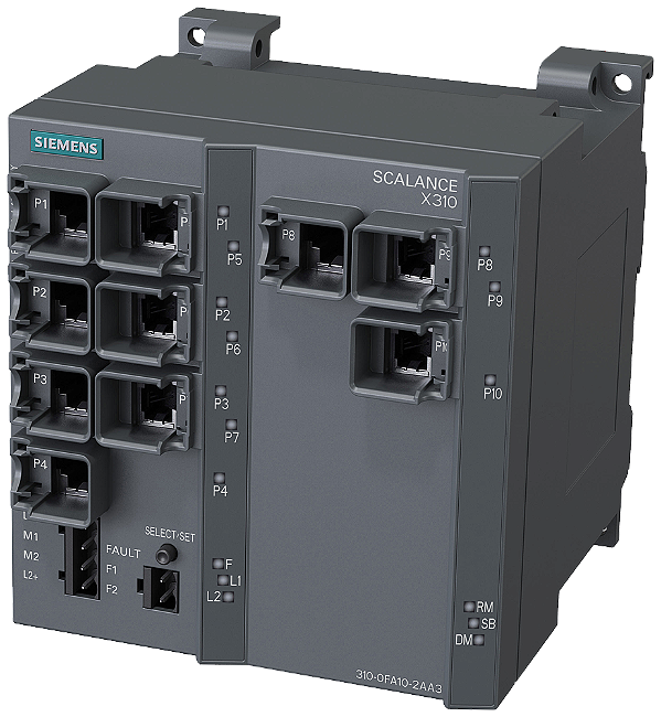 Scalance X310 Switch Compacto Gerenciado De Camada 2 Scalance X310 7x RJ45 10/100 Mbit/S 3x RJ45 10/100/1000 Mbit/S Para A Estruturação De Redes De Instalações De Alto Desempenho Montagem Em Armários De Distribuição Para A 6GK5310-0FA10-2AA3 Siemens