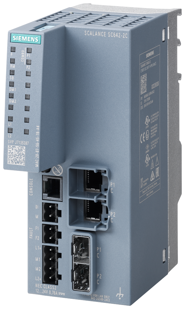 Scalance SC642-2C Scalance SC642-2C 2x Interface Combo Elétrica Ou Óptica 10/100/1000 Mbit/S RJ45 Ou 100 Mbit/S Sfp Ou 1000 Mbit/S Sfp Implementação De Endereço Nat/Napt Conexão Em Sinema Rc Para Proteção De Dispositivos E 6GK5642-2GS00-2AC2 Siemens