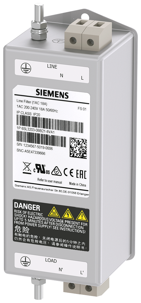 Filtro De Linha 240V 1Ac 18A 6SL3203-0BB21-8VA1 SIEMENS