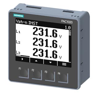 Sentron PAC1020 96 X 96 Mm Dispositivo De Medição Multifuncional Dispositivo De Montagem Em Painel De Controle Para Medição De Grandezas Elétricas Protocolo Modbus Rtu Com Display Gráfico Ue Nominal Máx 400/230 V 45-65 Hz 7KM1020-0BA01-1DA0 Siemens