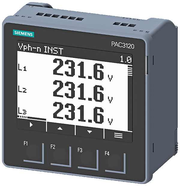 Sentron PAC3120 Lcd 96 X 96 Mm Dispositivo De Medição Multifuncional Dispositivo De Montagem Em Painel De Controle Para Medição De Grandezas Elétricas Protocolo Modbus Rtu Com Display Gráfico Ue Nominal 690/400 V 45-65 Hz 7KM3120-1BA01-1EA0 Siemens
