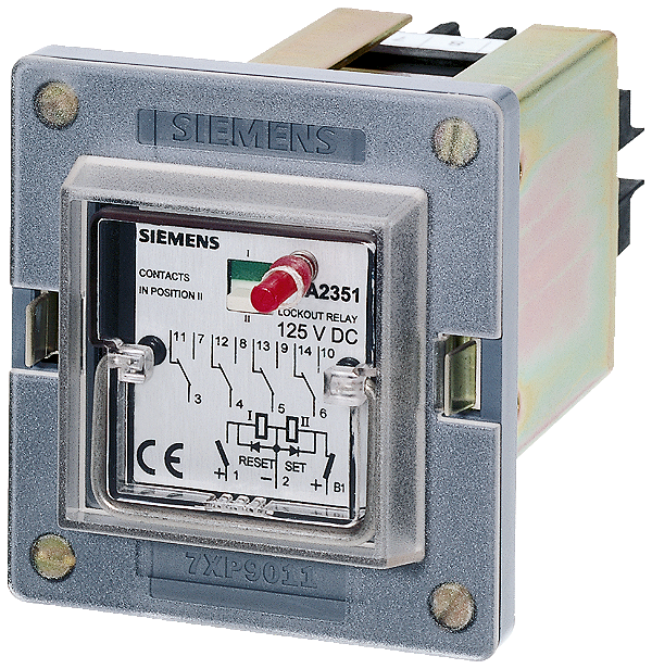 Relé Rápido Biestável Com Botão De Reset Mecânico 4 Contactos Comutáveis Tempo De Comutação 10 Ms Tensão Auxiliar Dc 125 V Sem Base 7PA2351-0 Siemens