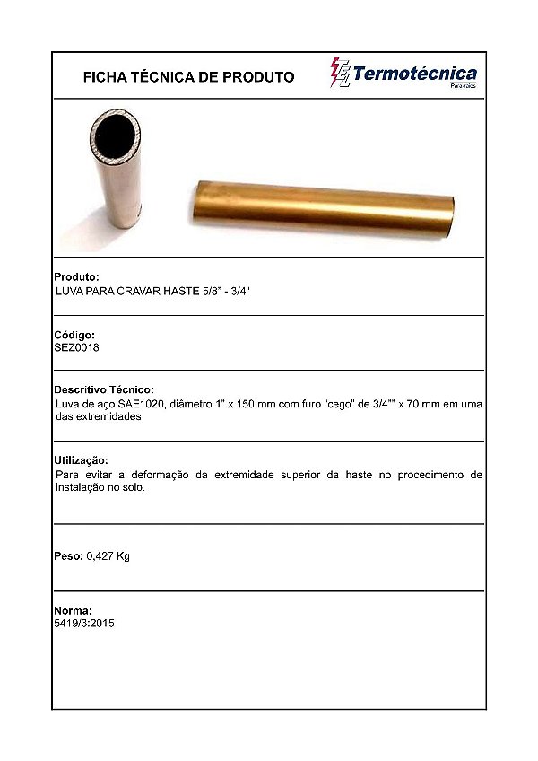 Sez Luva P/Crav.Haste 5/8-3/4/ Sez-018 Termotécnica