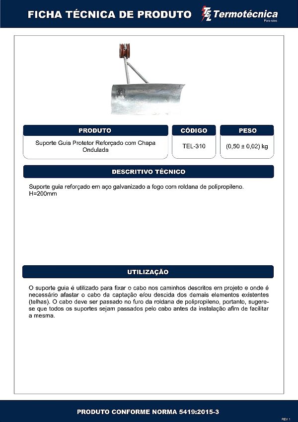 Suporte-Guia Reforcado H=200Mm Com Chapa Ondulada Tel-310 Termotécnica