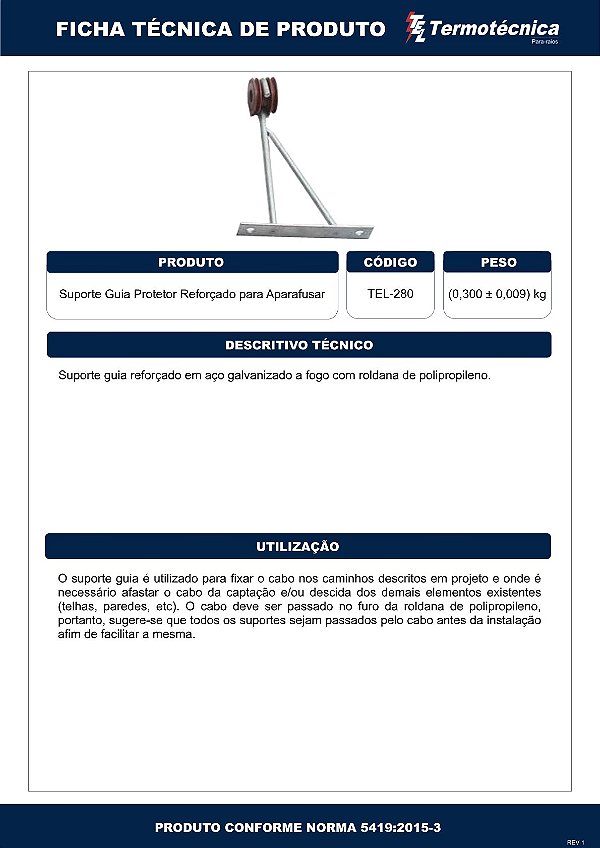 Suporte-Guia Reforcado H=200Mm Fixacao P/ Aparafusar Tel-280 Termotécnica