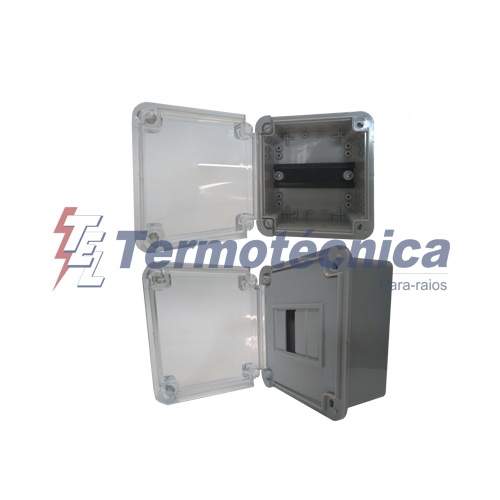 Caixa De Montagem Para Dps Em Policarbonato Com Tampa Transparente E Trilho Din. Medidas 137 X 147 X 88 Mm. Vedacao Ip65