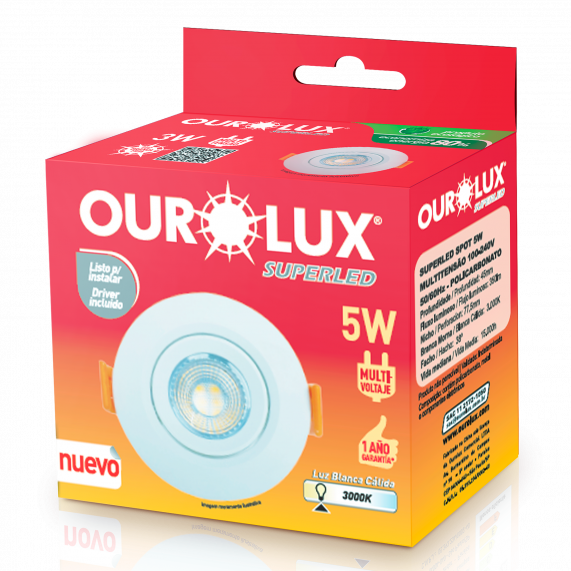 Luminária Superled Spot Quadrado 5W 6400K Branco 05602 Ourolux