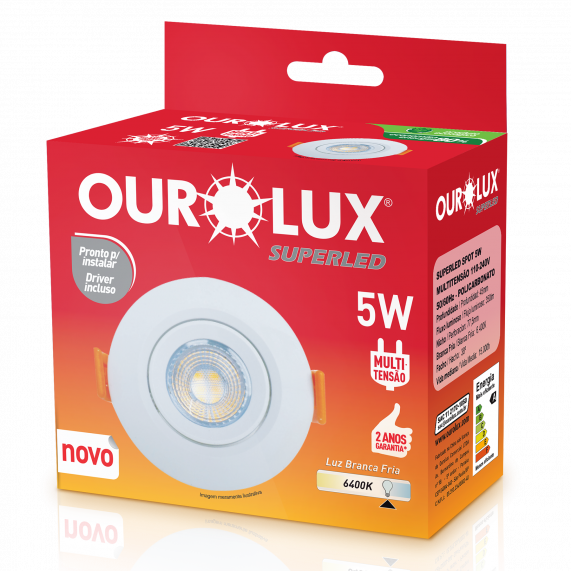 Luminária Superled Spot Redondo 5W 6400K Branco 05600 Ourolux
