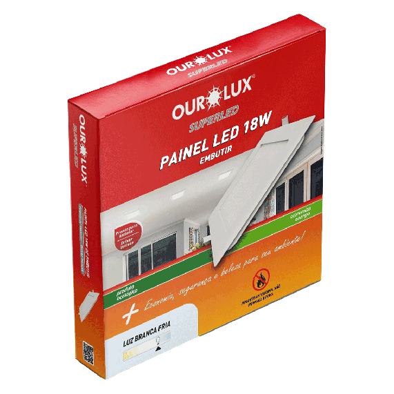 Luminária Tipo Plafon Led Embutir 18W 127/220V 6400K Quadrado 03207 Ourolux