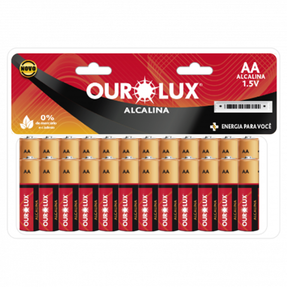 Pilha Alcalina Aa Peq 10 Blister X 24Un Cm 240 27355 Ourolux