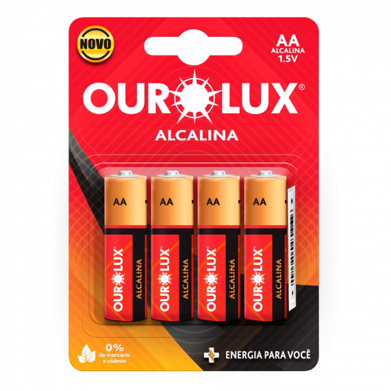 Pilha Alcalina Aa Pequena Blister Com 4Un Cm 200 27310 Ourolux