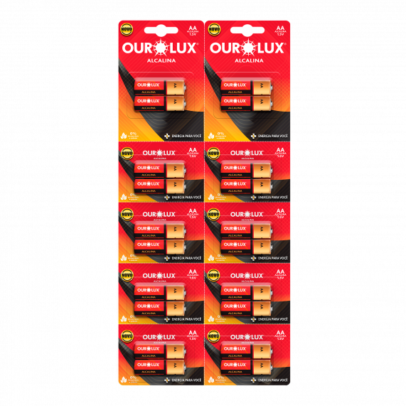 Pilha Alcalina Aaa Palito 5 Cartela X 20Un Cm 100 27235C Ourolux