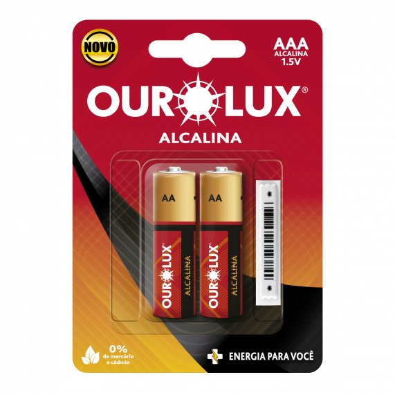 Pilha Alcalina Aaa Palito Blister Com 2Un Cm 100 27325 Ourolux