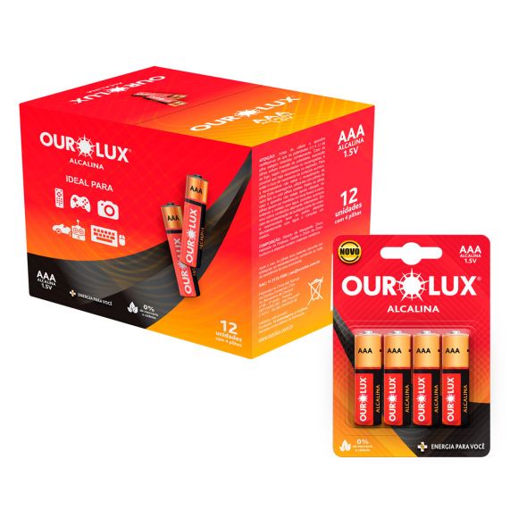 Pilha Alcalina Aaa Palito Blister Com 4Un Cm 192. 27230C Ourolux