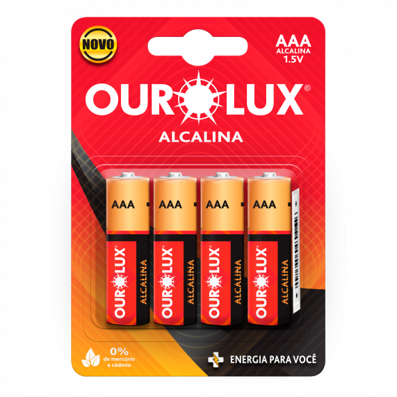 Pilha Alcalina Aaa Palito Blister Com 4Un Cm 200 27330 Ourolux