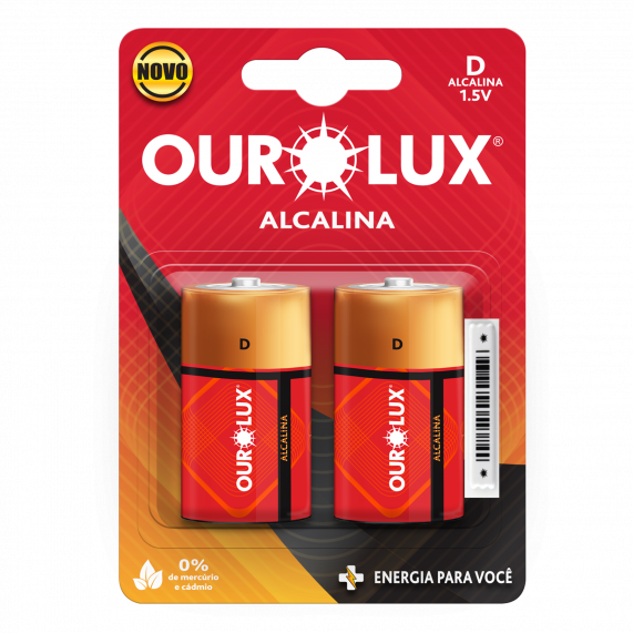 Pilha Alcalina D 50 Blister X 2Un Cm 100 27345 Ourolux