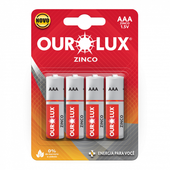 Pilha Comum Aaa Palito 4 Un Cm 384 27025C Ourolux