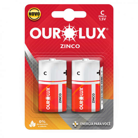 Pilha Comum C 50 Blister X 2Un Cm 100 27375 Ourolux