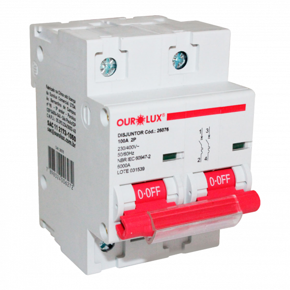 Disjuntor Bipolar 100A Tipo C 26076 Ourolux