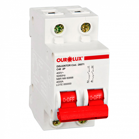 Disjuntor Bipolar 40A Tipo C 26071 Ourolux